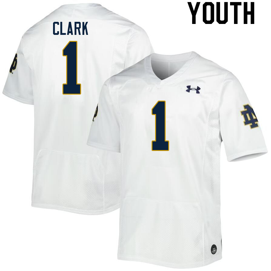 Youth #1 Jordan Clark Notre Dame Fighting Irish College Football Jerseys Stitched-White